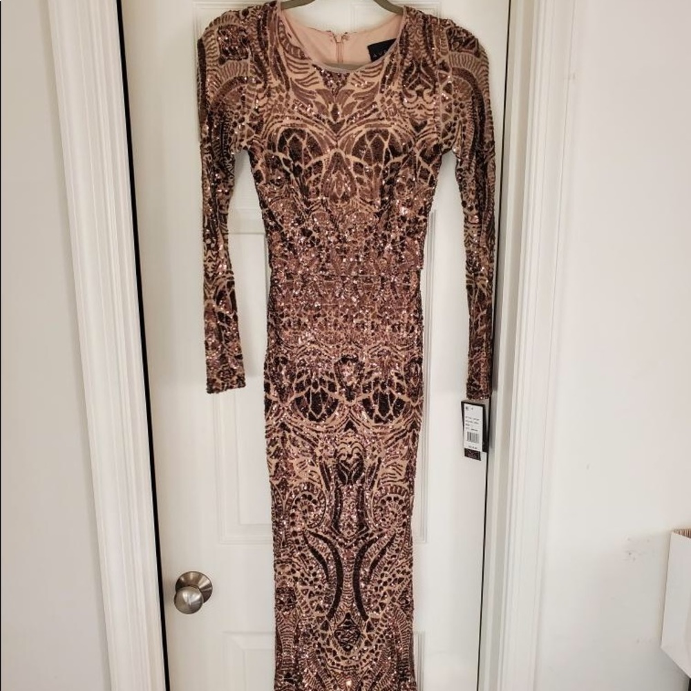 Bronze Sequin Evening Gown